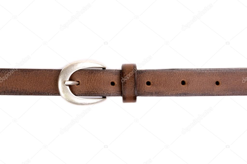 slim leather belt isolated on white