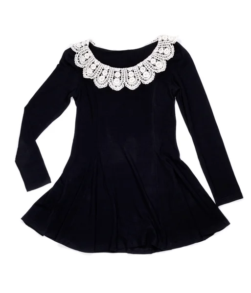 Černé šaty s bílým límečkem — Stock fotografie