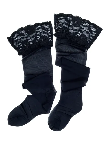 Μαύρες κάλτσες με δαντέλα ελαστική — Φωτογραφία Αρχείου