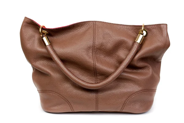 Nice and beautiful lady brown lady leather handbag — Stock Photo, Image