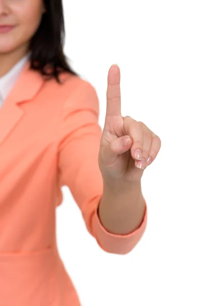 Girl shows the index finger — Stock Photo, Image