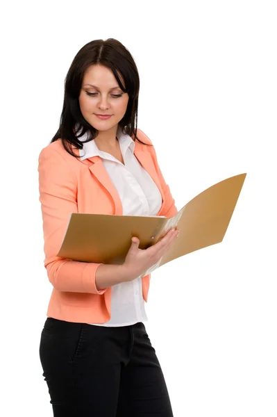 Beautiful girl with a folder — Stock Photo, Image