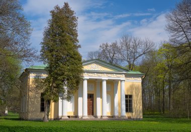 ormanda sütunlarla eski ev