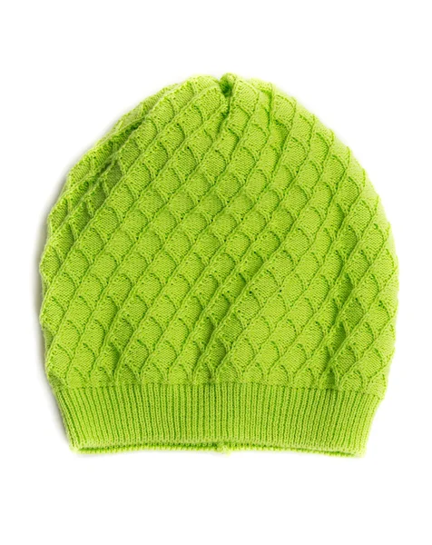 Green warm hat with surround pattern — Stock Photo, Image