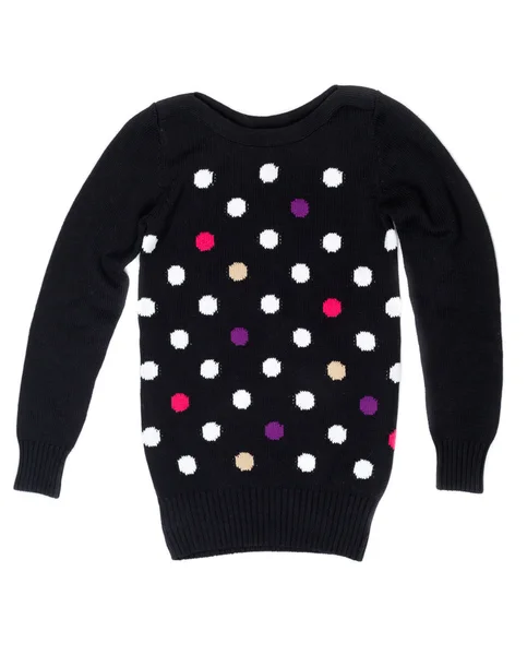Czarny sweter z wzór kropkowany — Zdjęcie stockowe