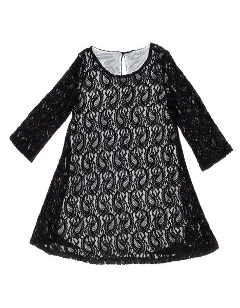 Módní dámské černé šaty na bílém pozadí — Stock fotografie