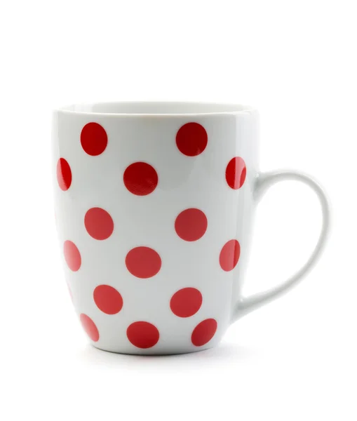 Porcelain cup with red polka dots — Stock Photo, Image