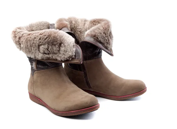 Pair of boots with fur — Stock Photo, Image