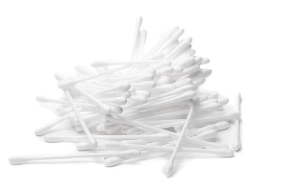 Cotton swabs in bulk on a white background — Stock Photo, Image