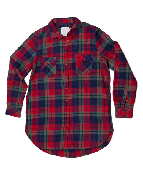 Rood en blauw plaid shirt mode. — Stockfoto