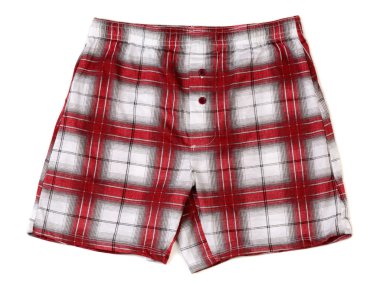 Kırmızı ve gri kareli erkek boxer şort.