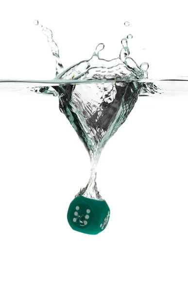 Dice diving into the water. — Stock Photo, Image