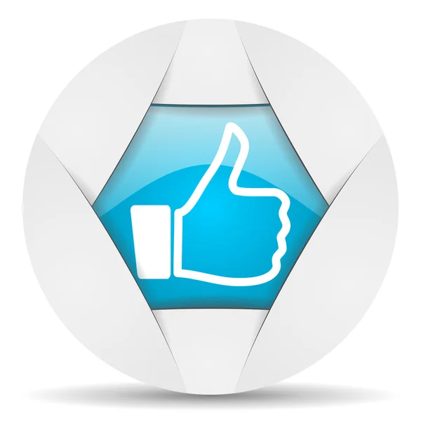 Daumen hoch rundes blaues Web-Symbol auf weißem Hintergrund — Stockfoto