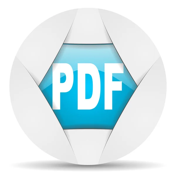 Pdf rotonda icona web blu su sfondo bianco — Foto Stock