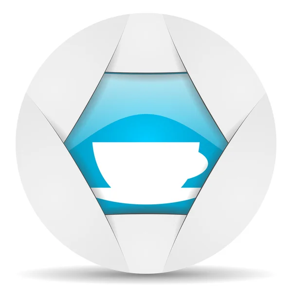 Taza de café redondo icono web azul sobre fondo blanco — Foto de Stock