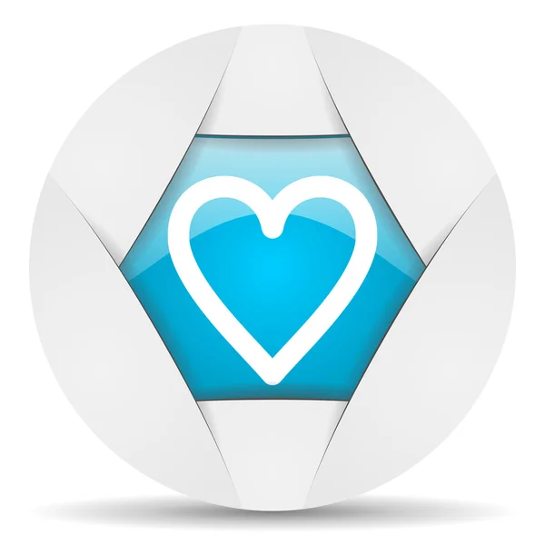 Серце кругло-блакитна веб-іконка на білому фоні — стокове фото