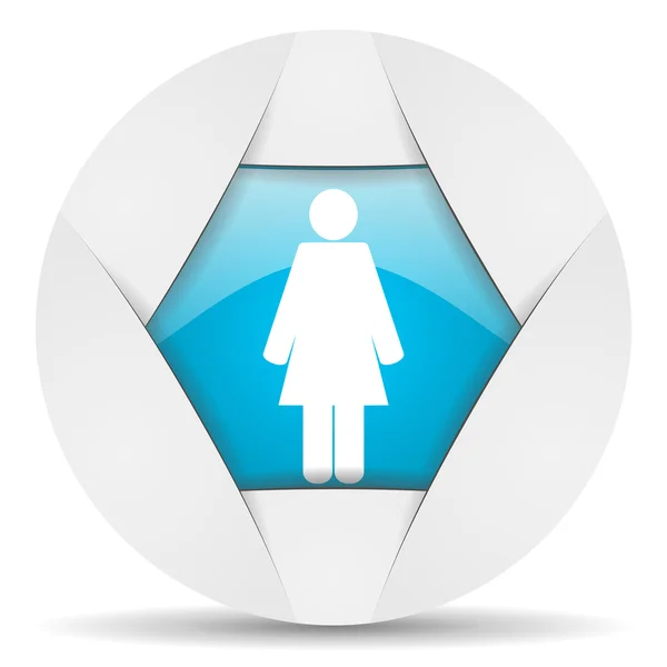 Frau runde blaue Web-Symbol auf weißem Hintergrund — Stockfoto