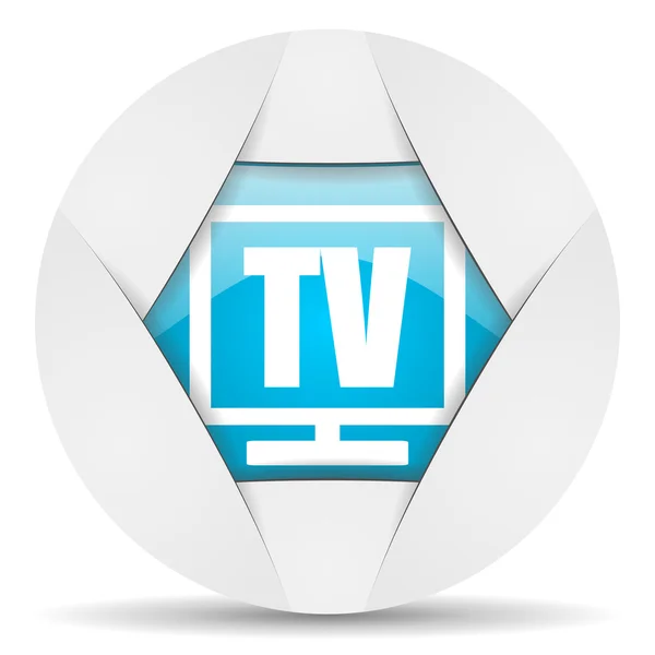 Tv round blue web icon on white background — Stock Photo, Image