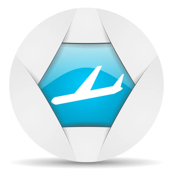 Airplane round blue web icon on white background — Stock Photo, Image