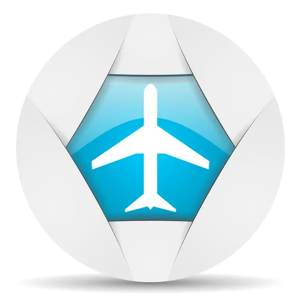 Airplane round blue web icon on white background — Stock Photo, Image