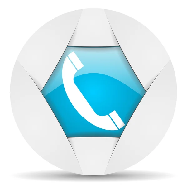Телефон круглий синій веб-іконка на білому фоні — стокове фото
