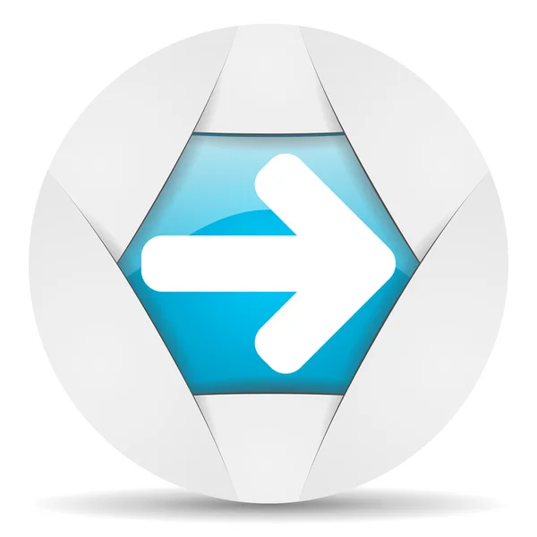 Pfeil rechts rundes blaues Web-Symbol auf weißem Hintergrund — Stockfoto