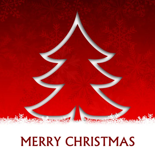 Merry christmas illustration with christmas tree and snowflakes — Stock Photo, Image