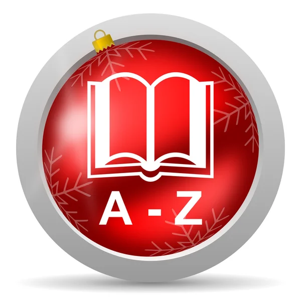 Woordenboek rode glanzende Kerstmis pictogram op witte achtergrond — Stockfoto