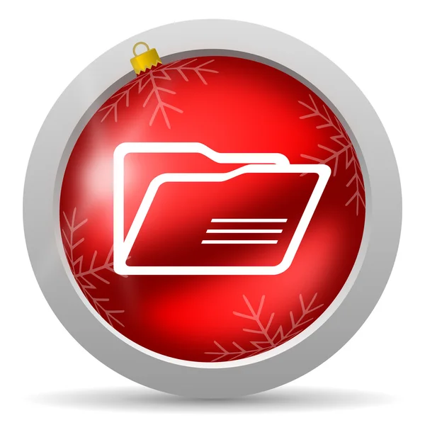 Folder red glossy christmas icon on white background — Stock Photo, Image