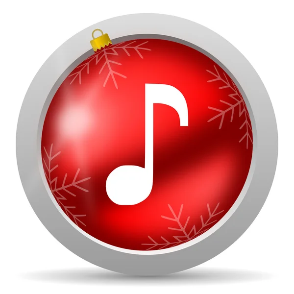 Muziek rood glanzende Kerstmis pictogram op witte achtergrond — Stockfoto