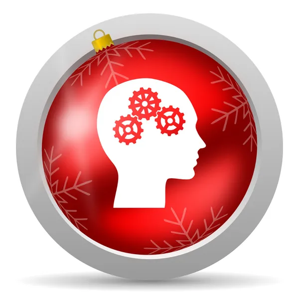 Hoofd rode glanzende Kerstmis pictogram op witte achtergrond — Stockfoto