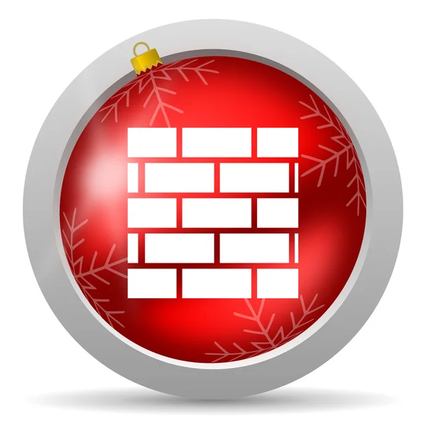 Firewall rot glänzend Weihnachten Symbol auf weißem Hintergrund — Stockfoto