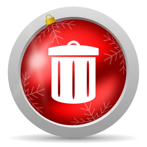 Reciclar ícone de Natal brilhante vermelho no fundo branco — Fotografia de Stock
