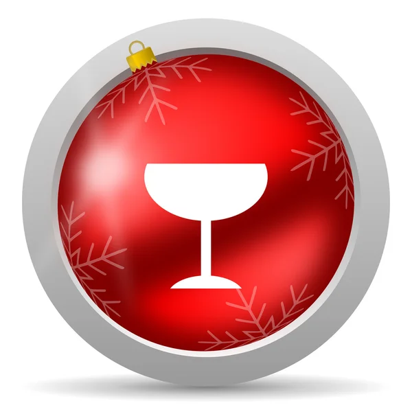 Cristal rojo brillante icono de Navidad sobre fondo blanco —  Fotos de Stock
