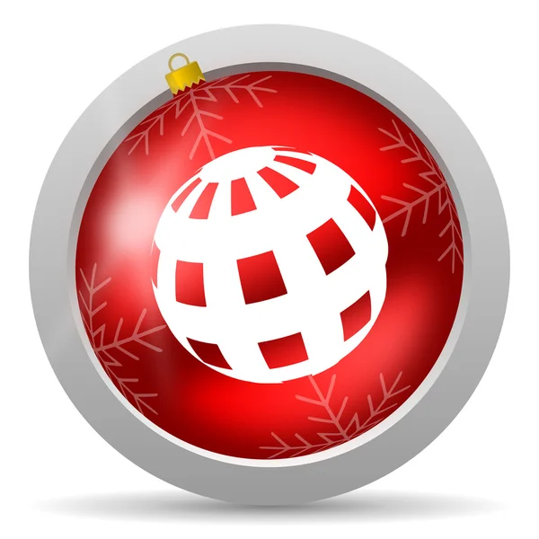 Earth red glossy christmas icon on white background — Stock Photo, Image