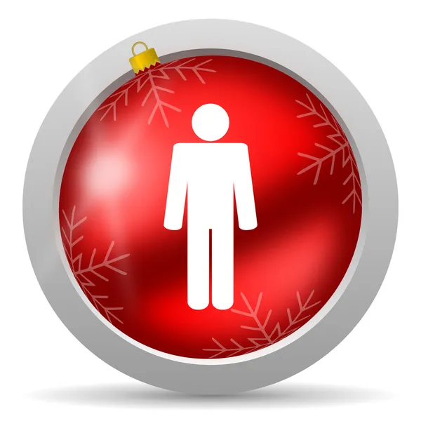 Man rode glanzende Kerstmis pictogram op witte achtergrond — Stockfoto