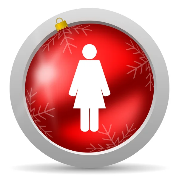 Vrouw rode glanzende Kerstmis pictogram op witte achtergrond — Stockfoto