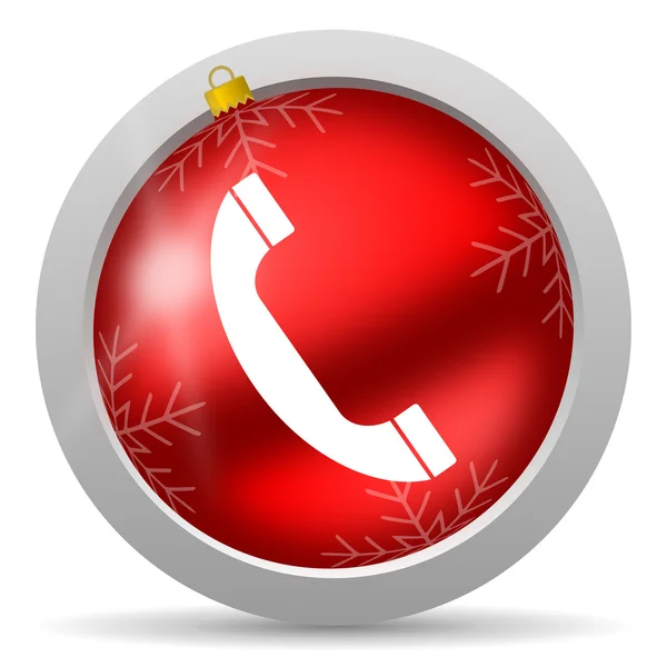 Teléfono rojo brillante icono de Navidad sobre fondo blanco — Foto de Stock
