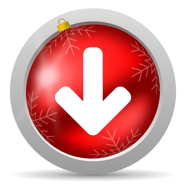 Arrow down red glossy christmas icon on white background — Stock Photo, Image