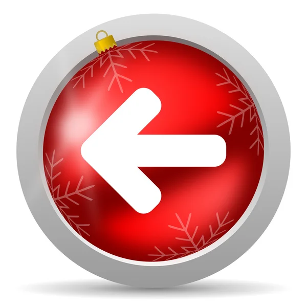 Arrow left red glossy christmas icon on white background — Stock Photo, Image