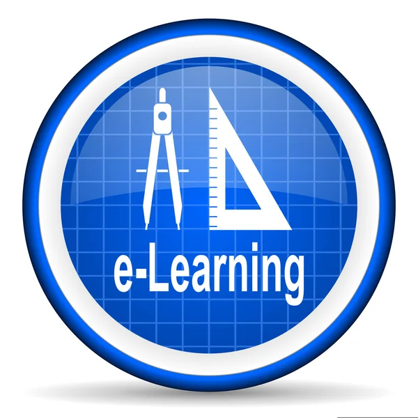 E-learning azul icono brillante sobre fondo blanco —  Fotos de Stock