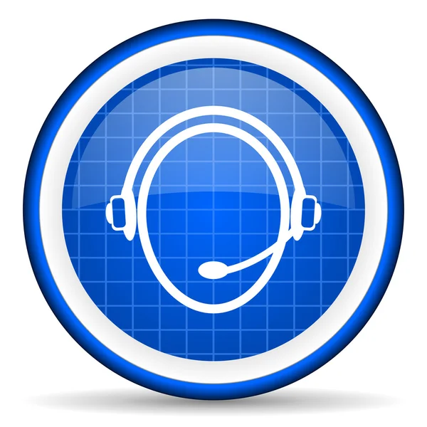 白い背景の上顧客サービス青い光沢のあるアイコン — ストック写真