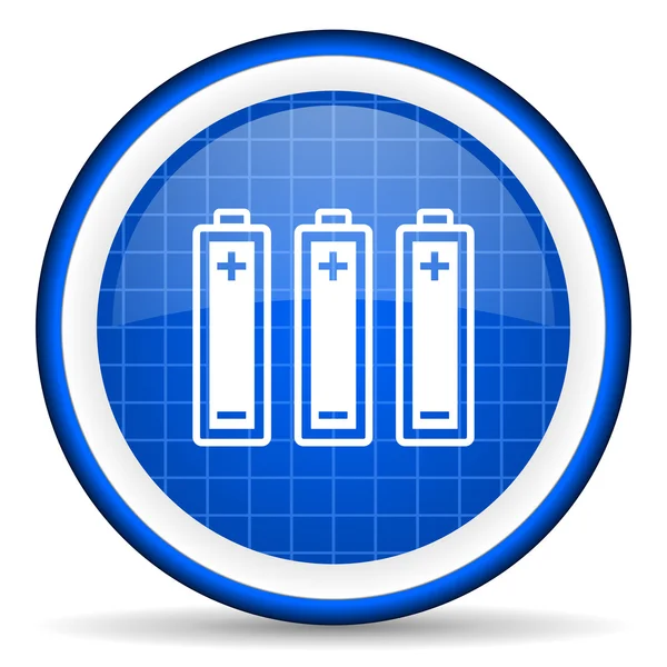 Batterijen blauw glanzende pictogram op witte achtergrond — Stockfoto