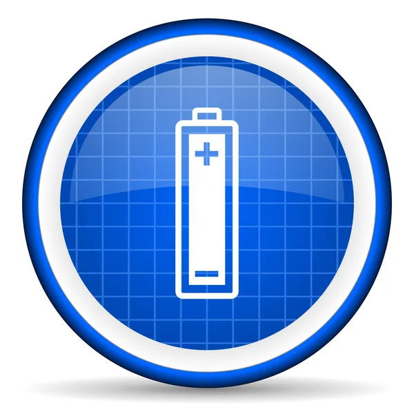 Battery blue glossy icon on white background — Stock Photo, Image