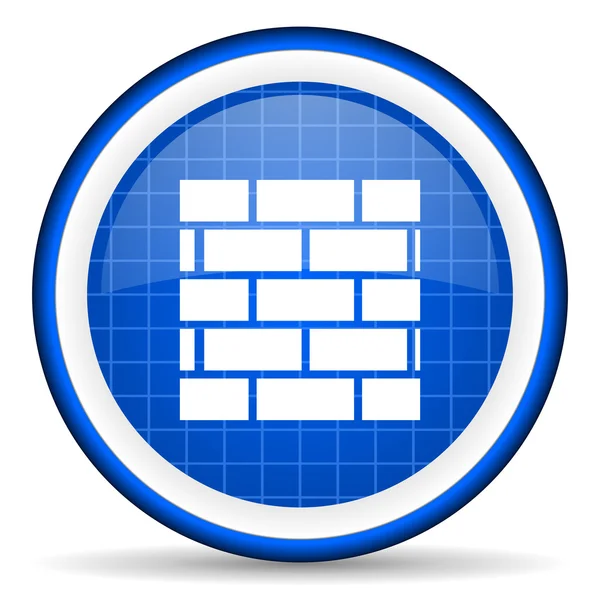 De glanzende pictogram van de firewall blauw op witte achtergrond — Stockfoto