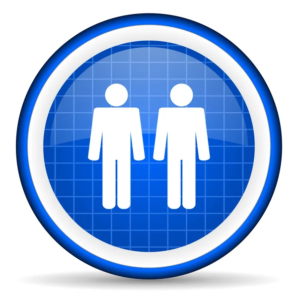 Couple blue glossy icon on white background — Stock Photo, Image