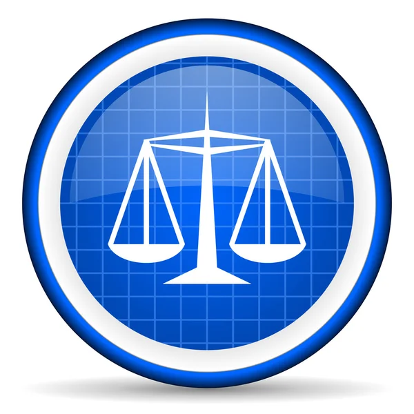 Justice blue glossy icon on white background — Stock Photo, Image