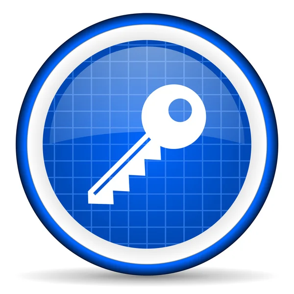 Key blue glossy icon on white background — Stock Photo, Image