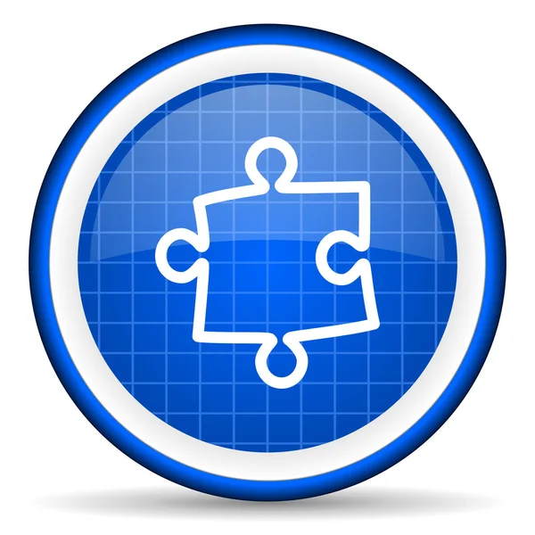 Puzzle blue glossy icon on white background — Stock Photo, Image