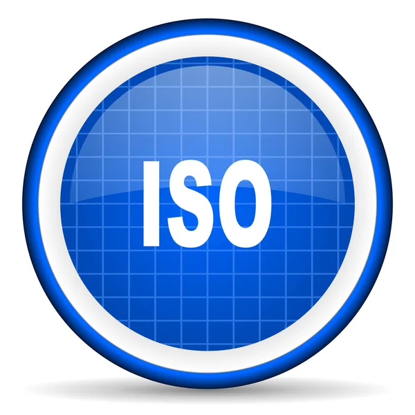 ISO blauwe glanzende pictogram op witte achtergrond — Stockfoto